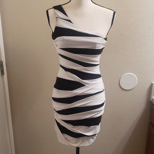 Ruby Rox Black White Bodycon One Shoulder Dress